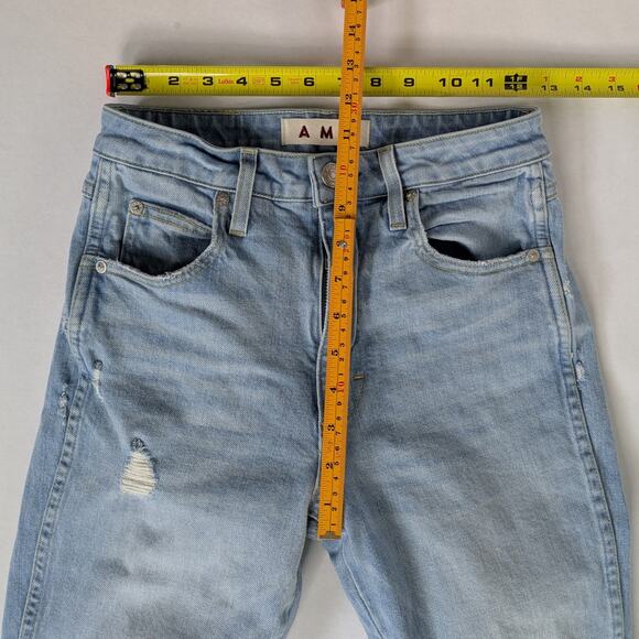 Amo Jeans Chelsea Crop Womens 26 Blue Straight Leg High Rise Distress Light Wash - Picture 8 of 11